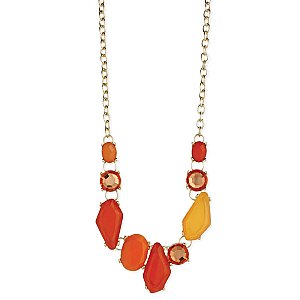 Gold & Orange Bead Bib Necklace