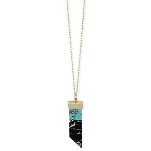 Turquoise & Black Stone Long Necklace