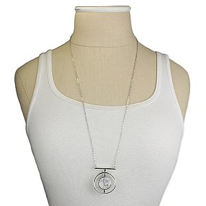 Silver & White Howlite Circle Pendant Necklace