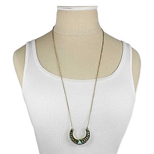 Gold Half Circle Triangle Design Long Necklace