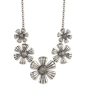 Silver Oversized Flowers Necklace