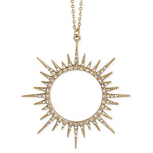 Gold & Crystal Sunburst Long Necklace