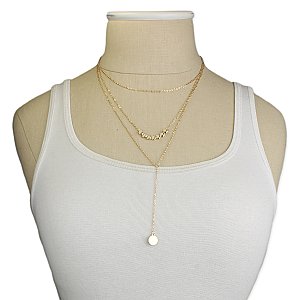 Layering Around Gold Circles Multi Line Necklace
