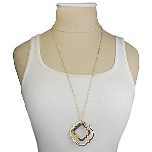 Arabesque Gold & Tortoise Pendant Necklace