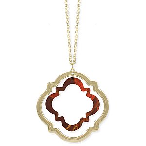 Arabesque Gold & Tortoise Pendant Necklace