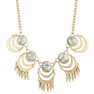Gold & White Howlite Bib Necklace