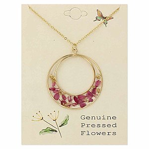 Cottage Floral Circle Dried Flower Necklace