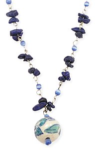 Blue Stone Flower Bead Necklace