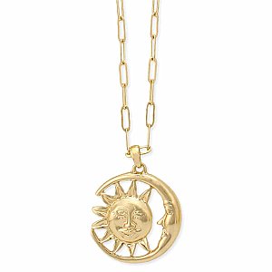 Celestial Pair Sun Moon Gold Necklace