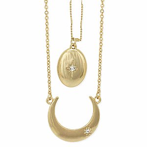 Night Sparkle Gold Moon Layer Necklace