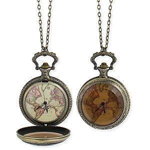 World Map Watch Necklace