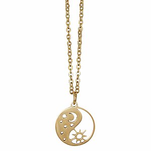 Small Yin Yang Sun Moon Gold Necklace