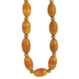 Oval Wood Bead Necklace