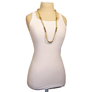 Long Knotted Fabric & Ring Necklace