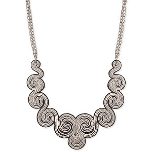 Metallic & White Cord Swirl Bib Necklace