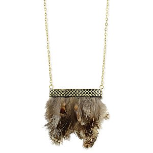 Gold Bar & Feathers Necklace