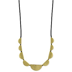 Black Cord & Gold Half Circle Necklace