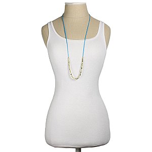 Pastel Thread Gold Bead Long Necklace