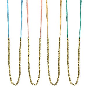 Pastel Thread Gold Bead Long Necklace