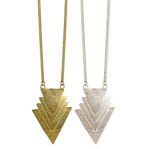 Metal Overlapping Triangles Long Necklace