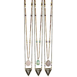 Gold Triangle, Agate & Suede Long Necklace