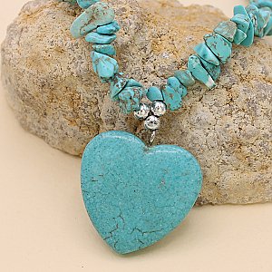 Southwest Love Turquoise Stone Heart Necklace