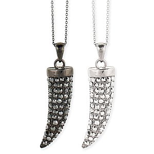 Long Crystal Horn Pendant Necklace