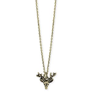 Gold Deer Head Charm Necklace