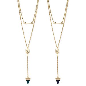 Stone Tringle & Arrow Gold Necklace