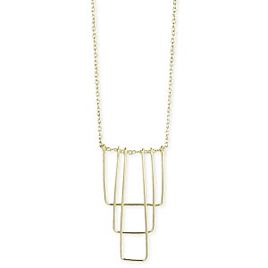 Gold Wire Geometric Pendant Necklace