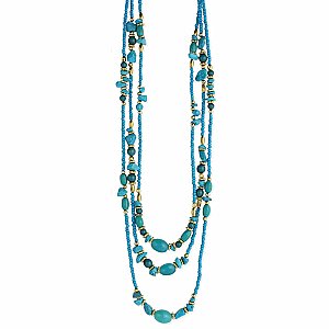 Glass Bead & Agate Chip Graduating Bead Necklace