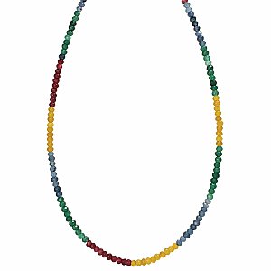 Jade Facet Stone Bead Multicolor Necklace