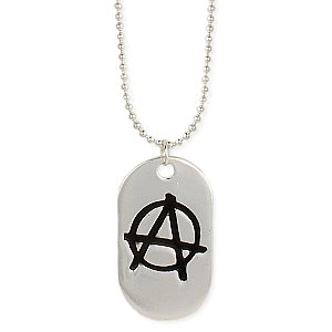 Silver Anarchy Dog Tag Pendant Necklace