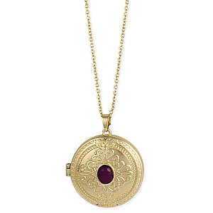 Vintage Elegance Red Stone Gold Locket Necklace