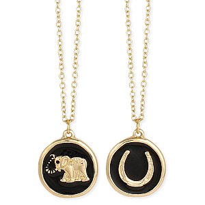 Black & Gold Talisman Lucky Charm Pendant Necklace