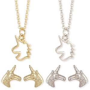 Unicorn Necklace Earring Set