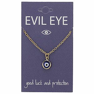 Calming Blue Eye Charm Gold Necklace