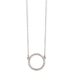 Sparkle 'Round Town Clear Crystal Circle Silver Necklace
