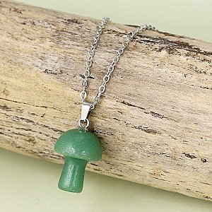 Green Aventurine Mushroom Stone Necklace