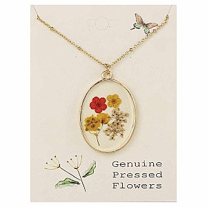 Red Gold Dried Flower Gold Necklace