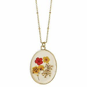 Red Gold Dried Flower Gold Necklace