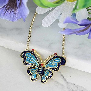 Blue Skies Gold Butterfly Necklace