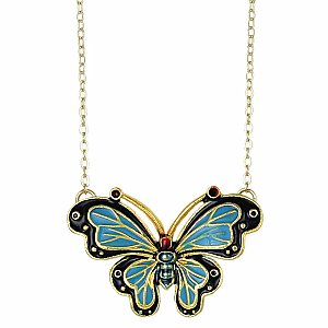 Blue Skies Gold Butterfly Necklace