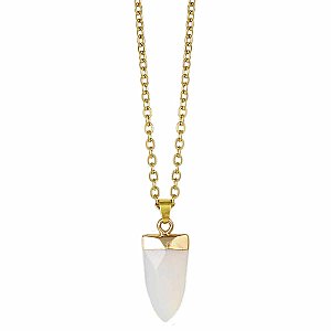 Facet Opal Stone Arrow Gold Necklace