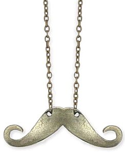 Antiqued Gold Metal Mustache Necklace