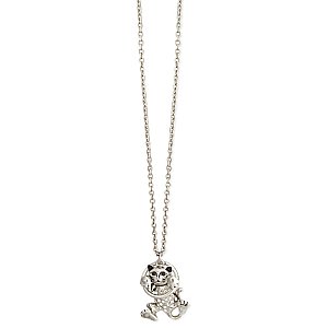 Silver Metal Hang in There Cat Necklace