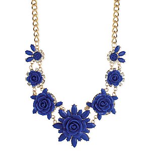 Gold & Blue Flower Necklace