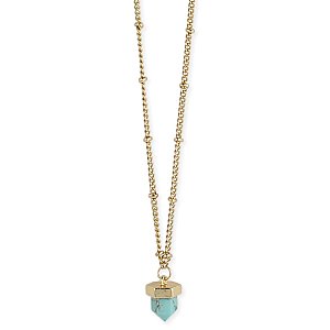 Gold Tiny Turquoise Crystal Necklace