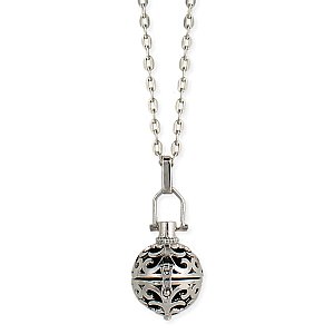 Silver Cutout Essential Oil Diffuser Ball Locket Necklace