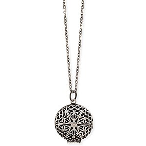 Silver Filigree Round Essential Oil Diffuser Locket Long Necklace